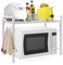 OUUTMEE Étagère à micro-ondes, support pour micro-ondes, matériau en acier au carbone, étagère à micro-ondes, plan de travail de cuisine, stable et solide, blanc, 2 niveaux