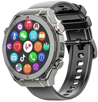 XINDADA 2024 New VP600 Smartwatch 4G Android 200W Camera 1.43 AMOLED SIM Call GPS Heart Rate Monitoring App Download SmartWatch Men (2G+16G,Black)