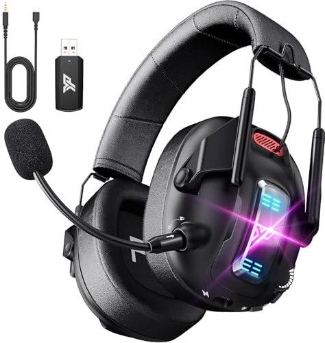 YPBDAN Wireless Gaming Headset for PS5, PS4, PC, USB Over Ear Gaming Headphones with Noise Canceling Mic, Bluetooth 5.3, 100H Battery, Low Latency, Only Wired Mode for Xbox