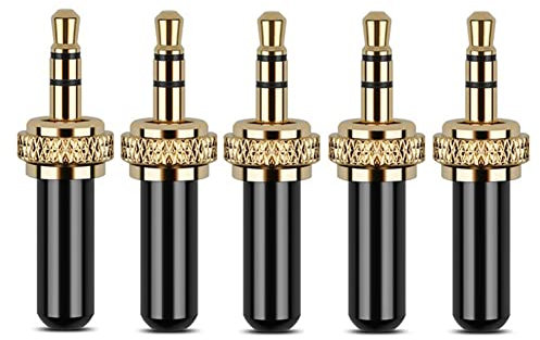 Sujurio 5 StüCk 3,5-Mm-Stecker Metallstecker Mini 3,5-Mm-Stereo-Klinkenstecker mit Schraubverschluss und M6-Innengewinde