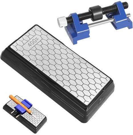 Diamond Sharpening Stone Double Sided Sharpening Stone with Honing Guide Knife Sharpener Stone with Box Base Diamond Whetstone for All Kitchen Knives and Scissors Fine/Coarse Plate 400/1000 Grit