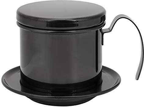 NOENNULL Vietnamesischer Kaffeefilter, Edelstahl-Kaffeekanne, Tropf-Infusionsbecher, Brau-Teekanne, kein Papier Nötig, Tropf-Kaffeekanne, Maschinenfilter (Glänzendes Schwarz)