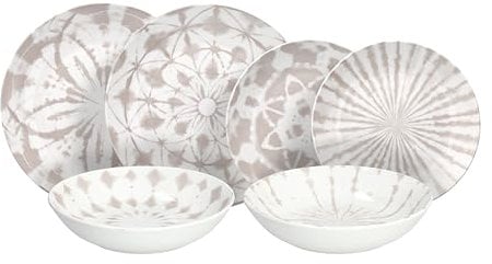 Tognana Mallorca, Juego de platos 18 piezas para 6 personas, porcelana, beige