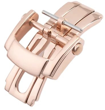 VMBVBHMDF Universelle Spannungsfreie Faltschließe Passend Fit For Patek Strap Philippe Leder-Gummi-Uhrenarmband-Verschluss Fit For Nautilus Butterfly-Schnalle 18 Mm(Rose)