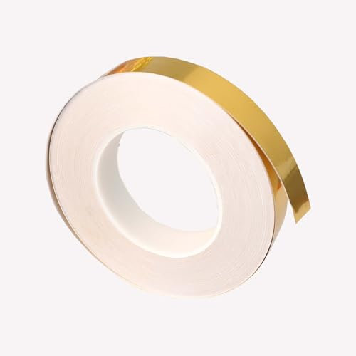 1Pcs Gold Molding Trim Peel and Stick, Flexible Mirror Border Design, Wall Ceiling Floor Cabinet Tile Edge Moulding (50m*25mm)