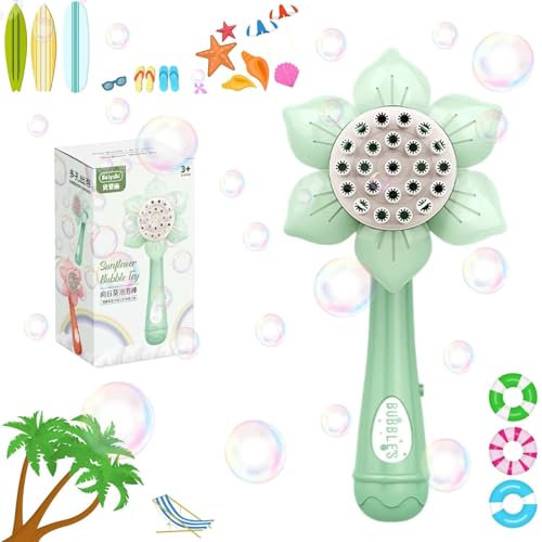 Bubble Machine,Sonnenblume Seifenblasenmaschine,Sonnenblume Seifenblasenstab,Automatische Seifenblasen Maschine,Kinder Automatic Bubble Gun,Bubble Machine Blaster,für Outdoor,Party,Hochzeit