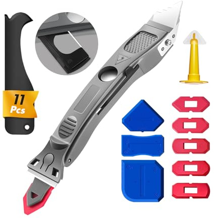 FOLAI Professionale Strumento per Calafataggio 5 in 1,Spatola per Silicone Raschietto Togli Silicone Spatole per Silicone Calafataggio Flex Kit Silicone con Grout Remove per Bagno,Cucina,Pavimento