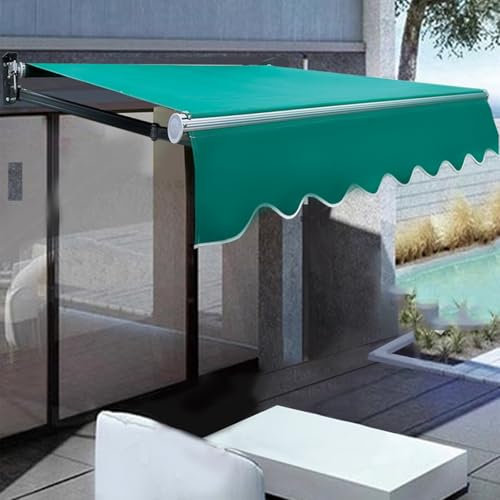 Yajuer Fenstermarkise, Türmarkise, Einziehbare Terrassenmarkise, Verstellbare Außenmarkise mit Kurbel, Wasserdichtes Gewebe, Aluminiumrahmen für Regenschutz(11.5x4.9FT)