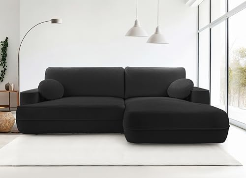 AXLIVING Ecksofa mit Schlaffunktion Peoni 267 cm Elegantes Schwarz R