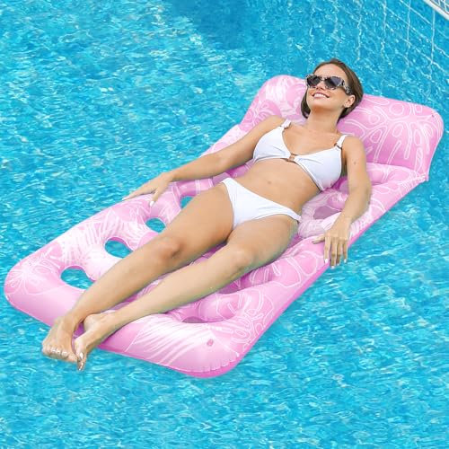 Flotador Inflable Hamaca Piscina, Colchoneta Hinchable 180x80 cm, Hamaca Flotante Inflable para Piscina y Jardín