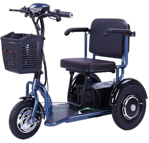 Generisch Elektro Dreirad Für Senioren Elektrisch Elektromobile Faltbar Elektrischer Rollstuhl Rollator Leichter Reisemobilitätsroller Mit Ladegerät Und Korb,2,42.5‘’*20.4‘’*35.4‘’