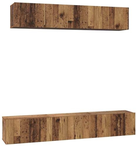 vidaXL TV Cabinet Set 5 pcs Old wood 100 x 30 x 30 cm Engineered wood, Living Room, Modern Cabinet, Media Console, Rectangular Storage Solution, Wall-Mounted Organizer, Functional Home Furniture