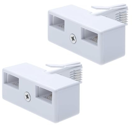 HAWAKA 2 Way BT Socket Splitter, Telephone Socket Adapter for UK Landline- Connect 2 Phones or a Phone & Broadband Modem to One BT Line