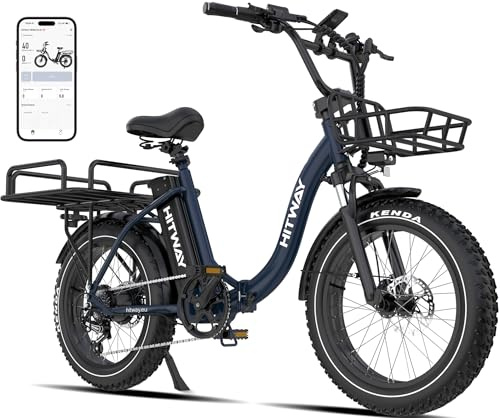HITWAY E-Bike 48V 27Ah mit Drehmomentsensor, 20 Fatbike, bis zu 160 km | Drehmomentsensor, Hydraulikbremsen und BMS für natürliche, präzise Unterstützung.
