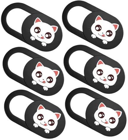 POPETPOP 6 Stück-Pack Niedliche Katzen Webcam Linsenabdeckungen aus ABS für Laptop und Tablette mit Sichtschutz und Schmalem Design zum Schutz der Privatsphäre