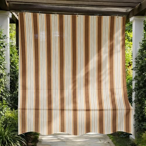 VKZ Tenda da Sole a Caduta per Balcone 200x290 cm, Tenda Parasole Esterno con Strisce, Protezione UV, Tenda da Sole Verticale per Terrazza, Balcone e Giardino (Marrone)