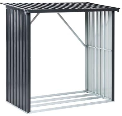 Holzunterstand Metall Graphitgrau mit Pultdach ohne Rückwand Fundament 153 cm hoch modern Scheggino