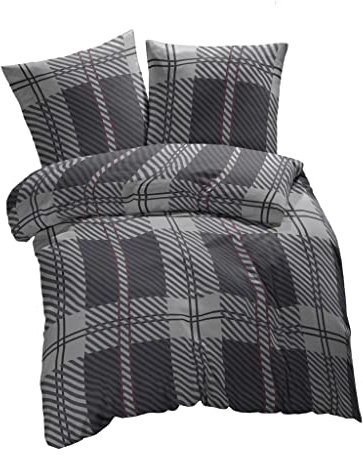 ETÉREA Renforcé Bettwäsche 135x200cm + 80x80cm - 100% Baumwolle - Bettbezug Blockberry natürlich weich - Bettwäsche Set mit Kissen 135x200cm Bettbezug + 80x80cm Kissenbezug 2teilig - OEKOTEX - Grau