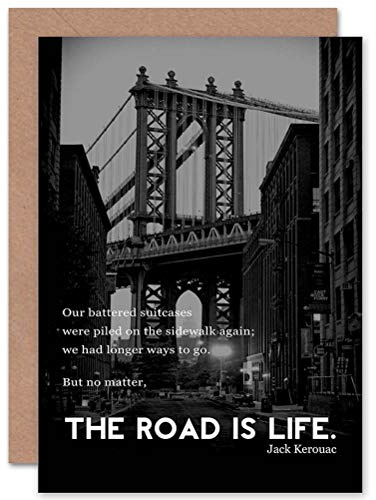Wee Blue Coo JACK KEROUAC ROAD IS LIFE QUOTE BLANK GREETINGS CARD