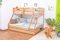 Etagenbett/Spielbett Lukas Light Buche massiv Natur mit schräger Leiter, inkl. Rollrost