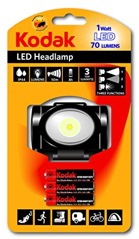 Kodak 30413863 Lampada Frontale 70 LED, Plastica e Metallo, 1 W, Nero