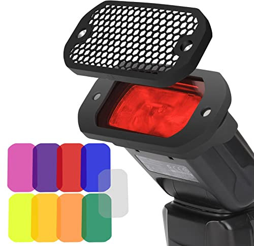 Aodelan griglia e set di gel per flash Gels Lighting Filter kit per Canon, Nikon, Sony, Godox, Yongnuo luce del flash della fotocamera