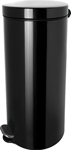helit H2404395 - Silberionen-Tretabfallbehälter, „the knight“, 30 Liter, schwarz