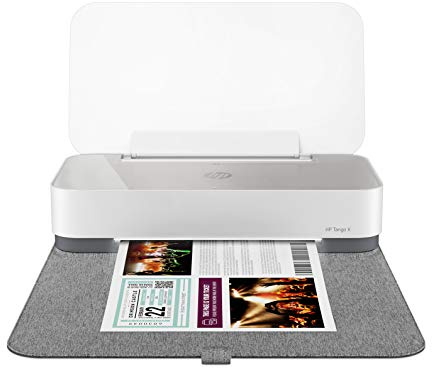 HP Tango X Smart Home Drucker (HP Instant Ink, WLAN, Bluetooth, integrierte Sprachsteuerung, graues Wrap Pad, mit 6 Monaten Instant Ink inklusive) weiß/grau