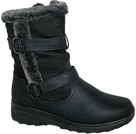 Women Snow Boots Ladies Warm Snug Fashion Comfort Snow Ice Ankle Boots (6, Black ACE)