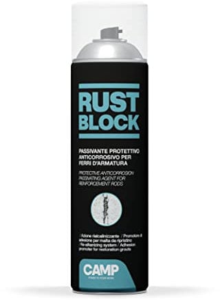 CAMP Rust Block Passivante - Protettivo Spray Per Ferri d'Armatura Anticorrosivo, Promuove l'Adesione per Malte e Crea una Barriera Protettiva - Pronto all'Uso, Indicato per Interni ed Esterni, 500ml