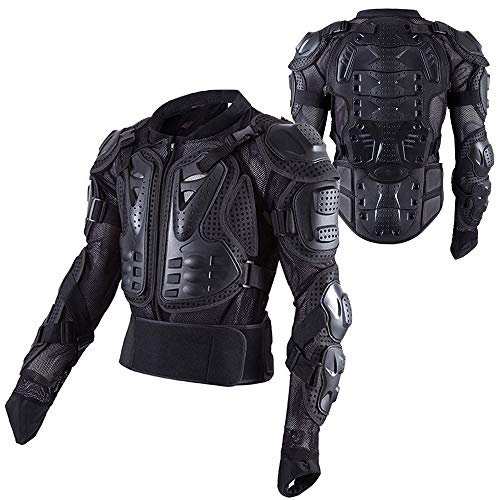 QYTK® Motorrad Full Body Armor Schutzkleidung, Professionelle Street Motocross Motorradjacke Rüstung Protector mit Spine Brustschutzmantel und Ellenbogen für Radfahren Reiten ATV MTB,Schwarz,5XL