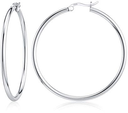 925 Sterling Silber Runde Creolen Edler Schmuck für Damen 40mm