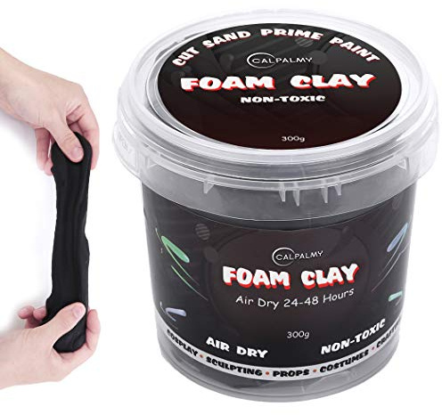 Moldable Cosplay Foam Clay (Black) – High Density and Hiqh Quality for Intricate Designs | Air Dries to Perfection for Cutting with a Knife or Rotary Tool, Sanding or Shaping