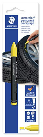STAEDTLER Universalkreide für Reifen Lumocolor permanent omnigraph 236, für deckende Markierungen auf dunklen Untergründen, wasserfest, Farbe Gelb, 236-1 BK-1, 1 Stück, schwarz