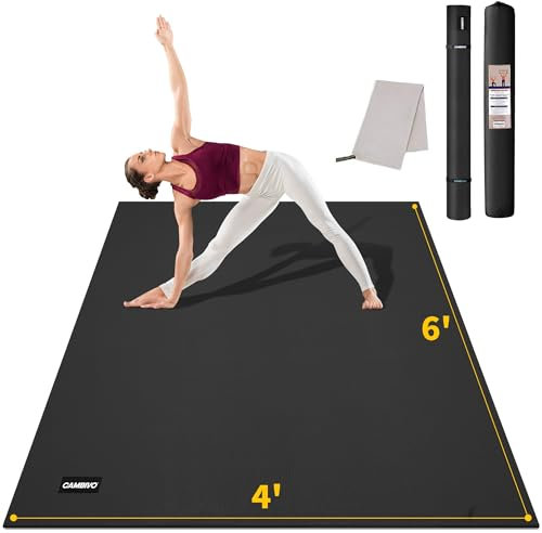 CAMBIVO Yogamatte Breit, Gymnastikmatte XXL 183cm x 122cm, Sportmatte 8mm Dicke, Fitnessmatte Rutschfest, PVC Bodenschutzmatte Trainingsmatte mit Handtuch für Sport Zuhause, Gym, Workout, Pilates