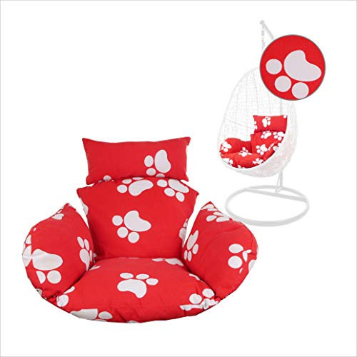Kideo® Sitzkissen für Hängesessel, Swing Chair Kissen, Ersatzkissen, Wechselkissen, waschbar, 2-teilig, rot, Pfoten (Nest, 3011 paw)