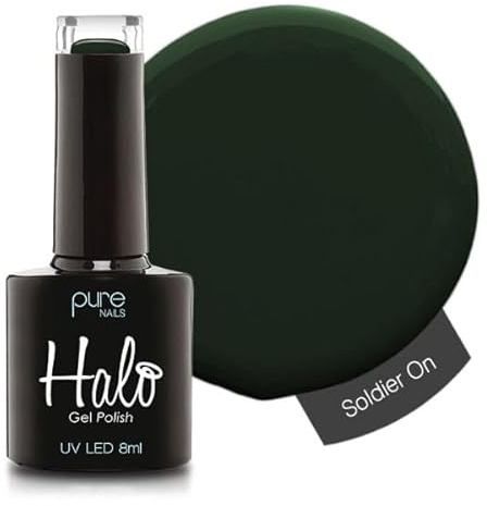 Halo Gel Polish 8ml - Soldier On. UV/LED Gel Nail Polish, Long Lasting & Easy To Apply. Nail Art Colours For Manicure & Pedicure. Gel Polish For Professional & Home Use.
