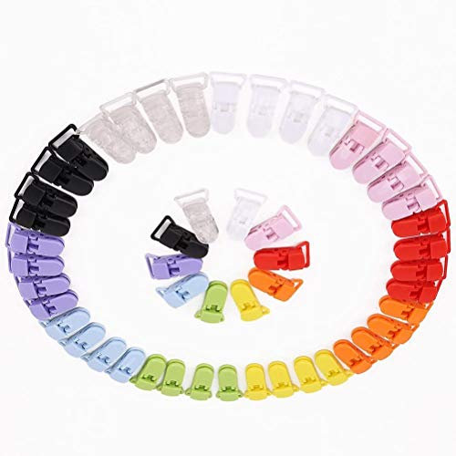 Lot de 50 clips en plastique en forme de T pour tétine de bébé (couleur aléatoire)