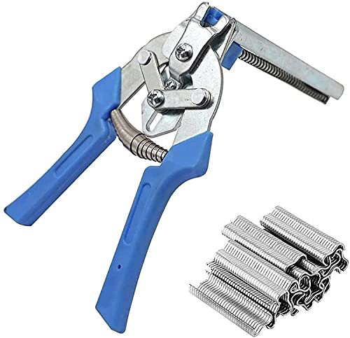 Type M Nail Ring Pliers, Clamp Hog Ring Pliers Set, M Type Pliers Pig Ring Plier Set with 600 Galvanized Steel Pig Rings Installation Repair Hand Tools, for Animal Cages and Fence