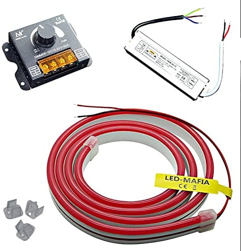 12V / 230V (Netzteil) + Dimmer LED Streifen Stripe Licht Unterbankbeleuchtung Saunabeleuchtung Saunalampe (Warmweiß, 3m - 19,99€/m)