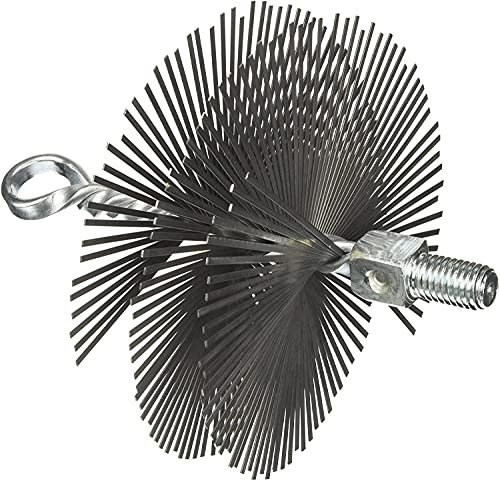 Scovolo Scovolino Tondo in Acciaio Setole piatte con Gancio e perno filettato per Tubi stufa e Pulizia Canne fumarie Camino (Ø 35 cm)