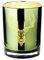 EDZARD Teelichtglas Ted, Höhe 13 cm, Durchmesser 10 cm, außen grün, innen Gold, Windlicht im Hirsch-Design