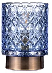 Pauleen 48242 Chic Glamour mobile Tischleuchte Glas Tischlampe Timerfunktion 6H Batterie Glaslampe ohne Kabel Blau/Messing