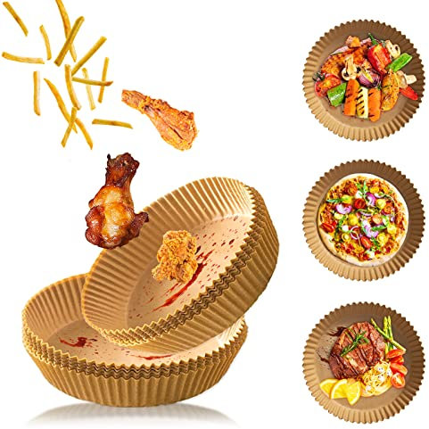 200 Teglie per Carta Fodera Forno per Friggitrice ad Aria Antiaderenti Usa e Getta a Forma Parchment Paper Carta da Forno a Prova di Olio Impermeabile Adatto per Friggitrice ad Aria Forno (20*4.5cm)