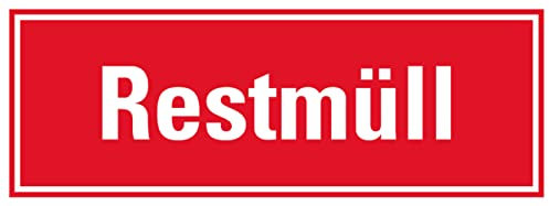 Aufkleber Müllentsorgung Hinweis Abfallkennzeichnungen  Recycling Schild Folie selbstklebend | Variante wählbar Made in Germany, Größen Name: Restmüll | 29,7x10,5cm