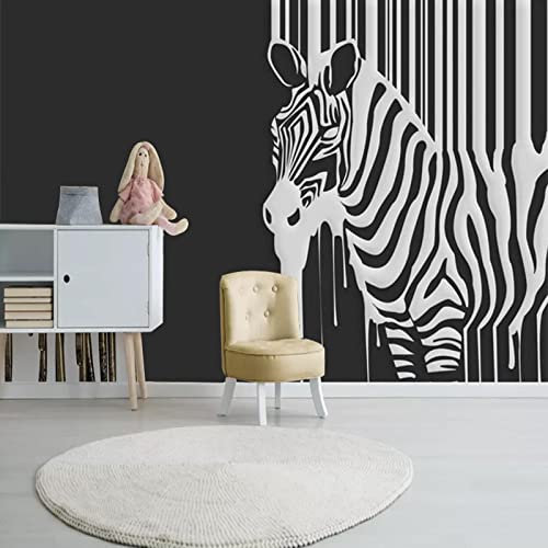 YABAOST Tv Wand Hintergrundbild Tapete 400X280Cm Wandtapete Schlafzimmer Tapeten Wohnzimmer Tier Zebra Gekritzel Wasserfest Selbstklebendes Wandbild Abnehmbar Tapete Wanddekoration
