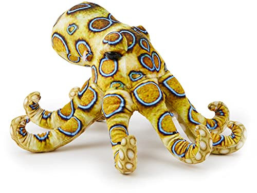 Zappi Co Plush Kinder-Plüschtier, gefüllt, weich, kuschelig, Teil der Safari-Tier-Kollektion, perfekt für Kinder (27 cm Länge) (blau geringelter Oktopus)