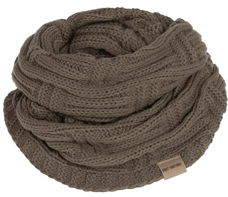KNIT FACTORY - Bobby Loop Schal - Grob Gestrickter Schlauchschal - Für Damen und Herren - Strickschal mit Wolle - Hochwertige Qualität - Cappuccino