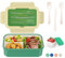 LUZOON Lunch Box, Bento Box Boîte à Déjeuner en Plastique pour Enfant Adulte, 1400ml Boite Bento Boîte à Repas avec Trois Compartiments et des Couverts, Sans BPA (Grün①, 1400ml)