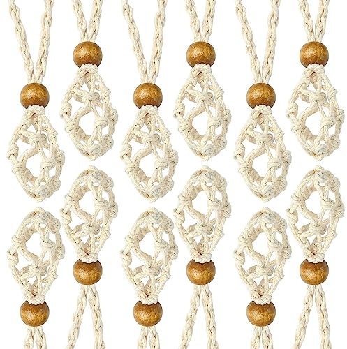 Airssory 10 Pcs Crystal Cage Necklace Holder Adjustable Necklace Cord Empty Stone Holder Charm Stone Holder Replacement Hand-Woven Necklace Cord